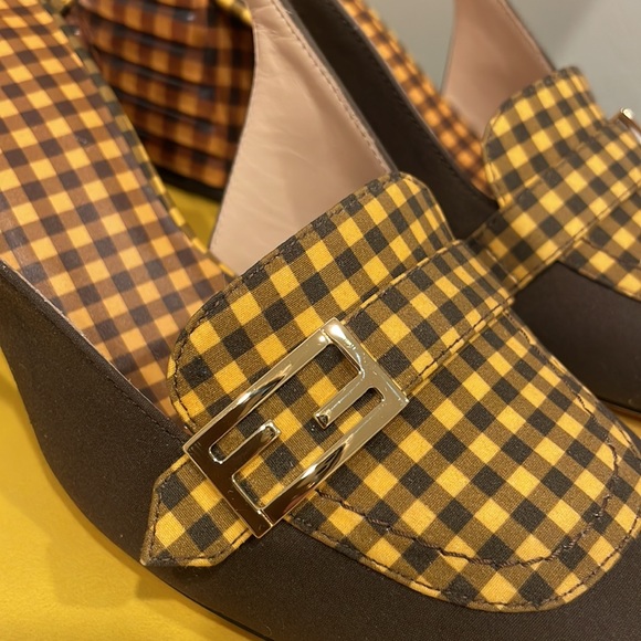 FENDI Promenade Slingback Gingham and Suede Pumps - Picture 7 of 13